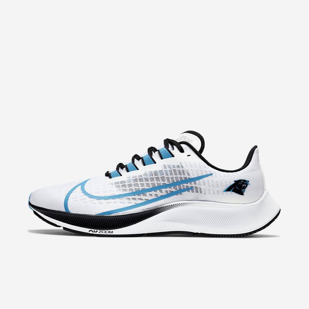 Chaussure De Running Nike Air Zoom Pegasus 37 (Carolina Panthers) Blanche 2543-807 White/Pure Platinum/Black/Tidal Blue Homme | THA-97121942